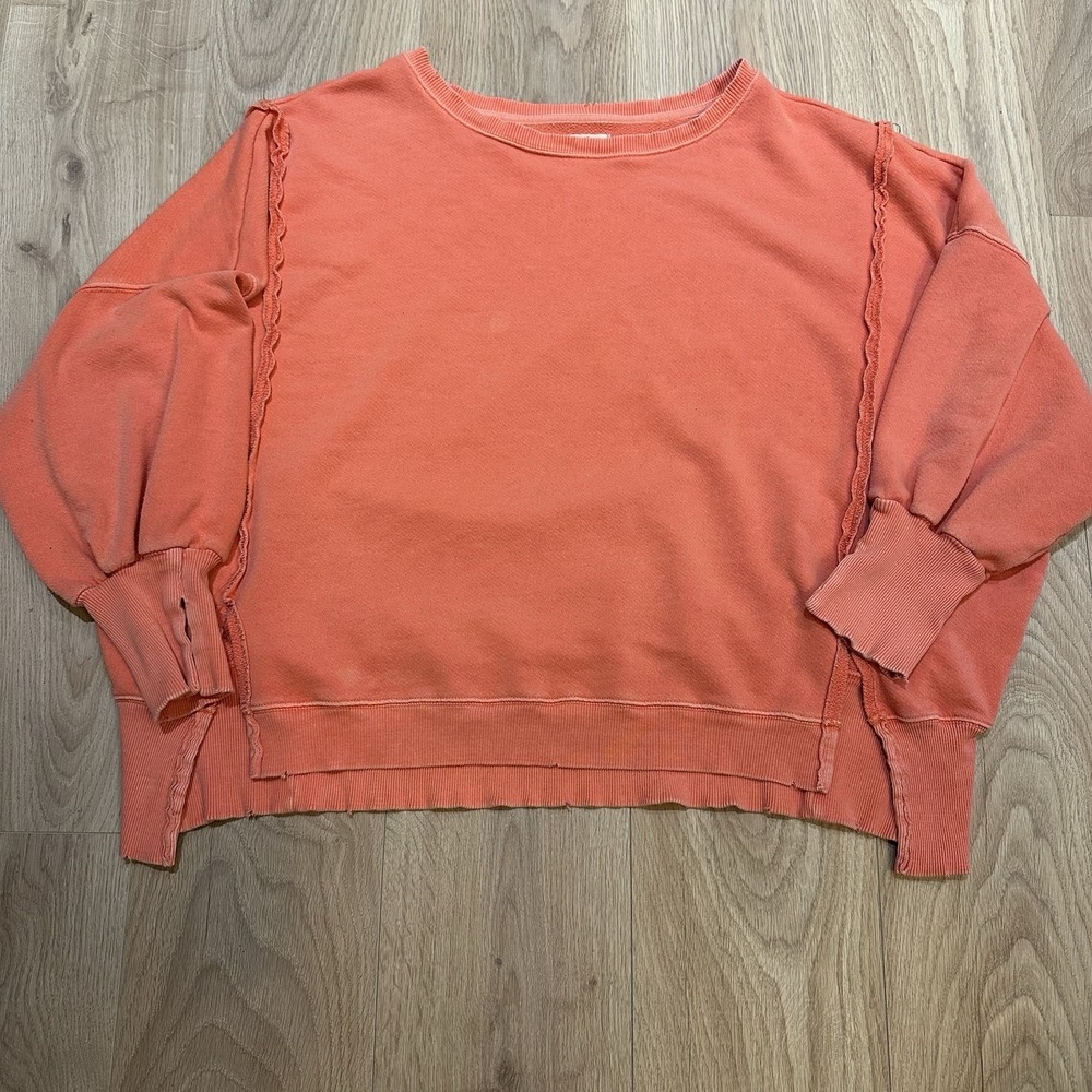Free People Camden Sweatshirt In Orange Size Medium Oversized - Picture 2 of 9